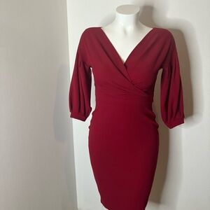 Elegant Red V-Neck Dress